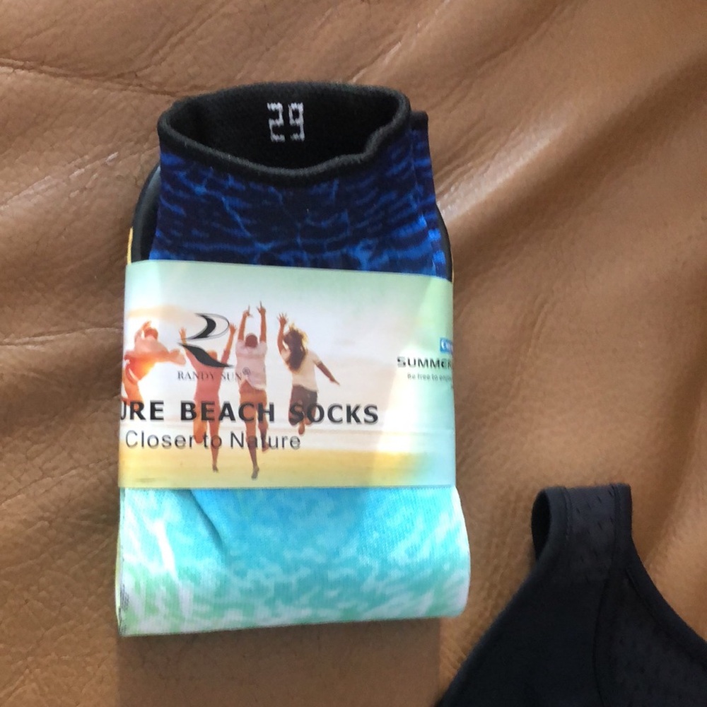 NWOT RANDY SUN (Foot length 29cm/11.4”) UNISEX Leisure Beach Socks (x2) w bag